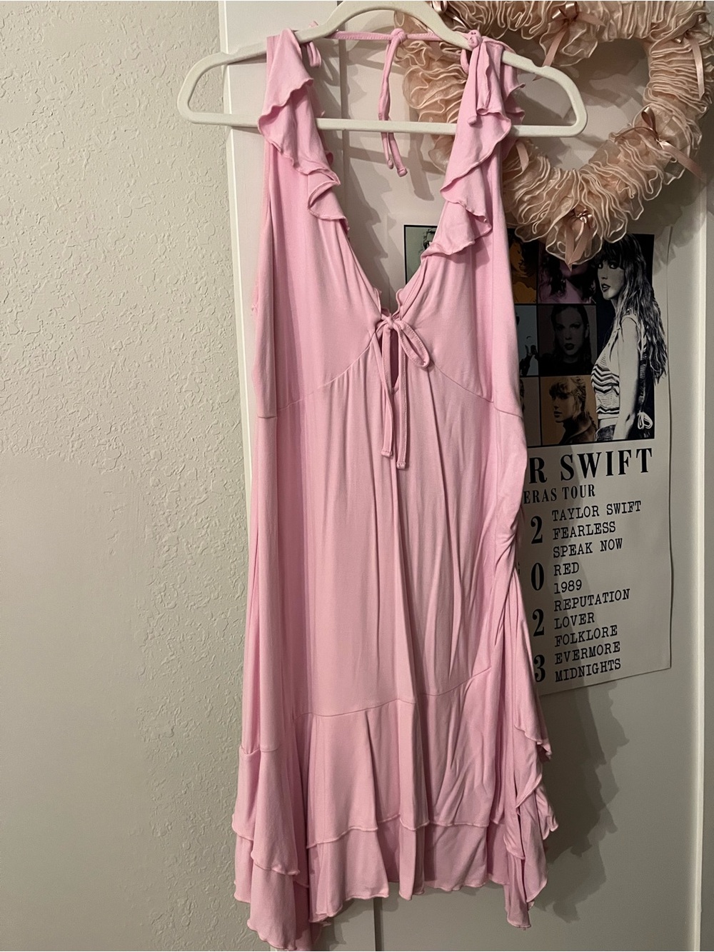 wild fable Pink Ruffle Midi Dress